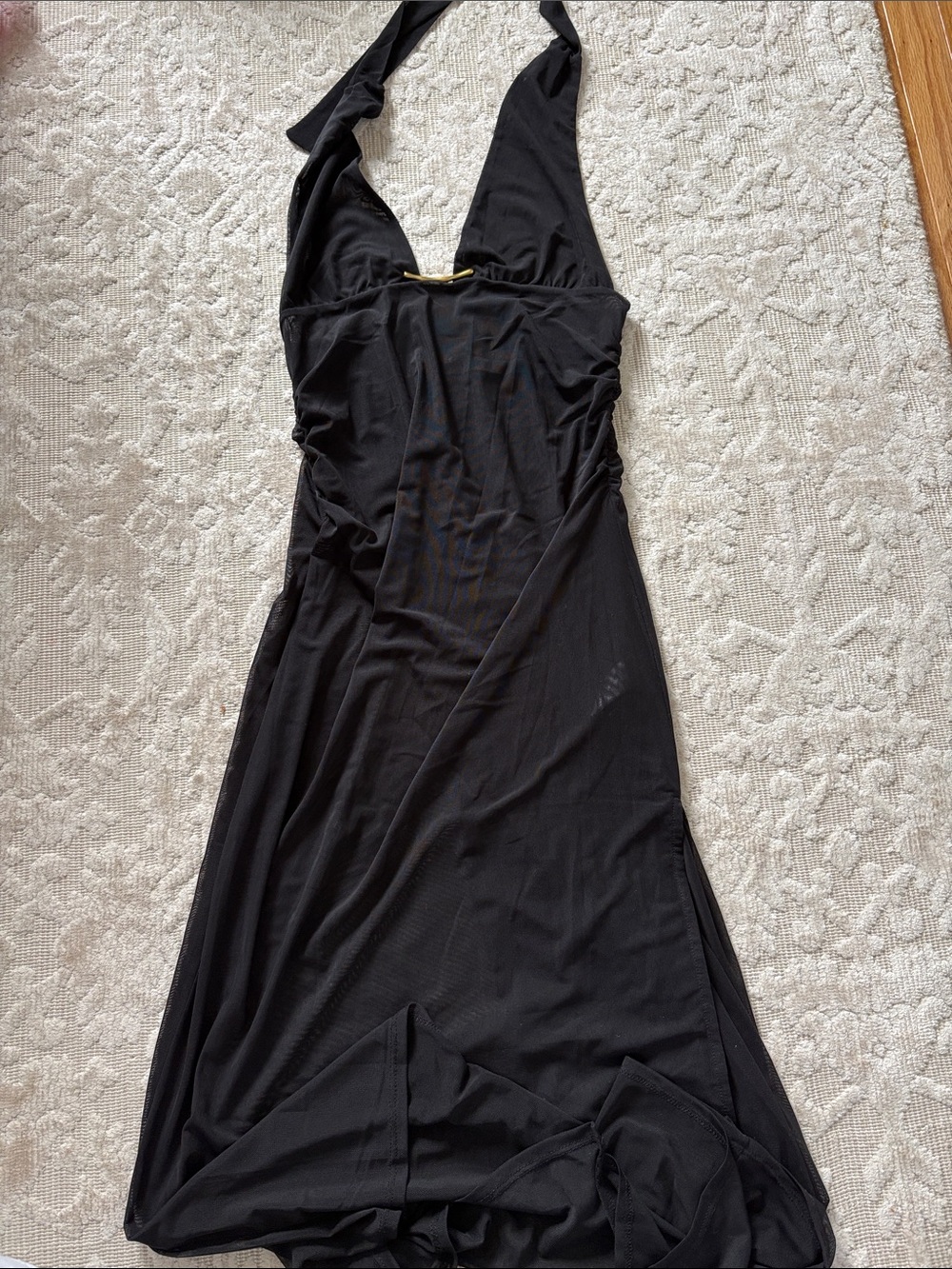 Caroline Constas Halter Maxi Dress with Gold Accent